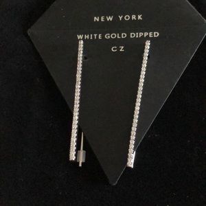 Cubic Zirconia/White Gold Dipped Straight Earrings